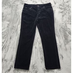 Vintage Basic Editions Jeans Womens 14 Black Stretch Corduroy High Rise Straight